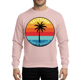 Vintage Santa Monica California Palm Tree Horizon Distressed Circle Art Design Sweatshirt