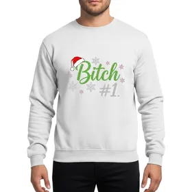Merry Christmas #1 Green Glitter Script Design With Santa Hat & Snowflakes Sweatshirt