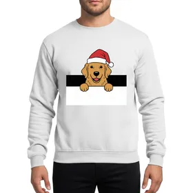 Happy Golden Retriever Dog Santa Hat Christmas Holiday Family Design Sweatshirt