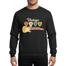 Vintage 1986 Retro Guitar 36th Birthday Distressed Guitar Pick Limited Edition Sweatshirt