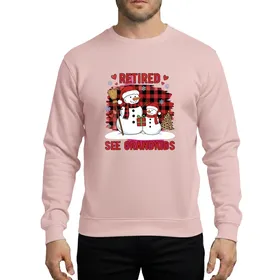 Not Retired Under New Management See Grandkids Christmas Snowmen Leopard Plaid Sweatshirt