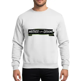 Celebratory Mother of the Groom Elegant White Brush Script Black Banner Wedding Family Keepsake Sweatshirt
