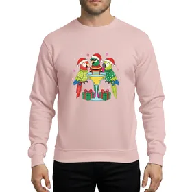 Retro Christmas Parrots Ugly Sweaters Margarita Cocktail Santa Hats Snowflakes Sweatshirt