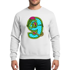 Vibrant Green Teal Fuchsia Basilisk Lizard Ninth Birthday Number 9 Design Sweatshirt