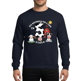 Toddler Kids Old MacDonald 5th Birthday Farm Animals E-I-E-I-O Spotted Number Party Sweatshirt