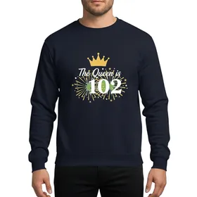 Her 102nd Birthday Queen Celebration: Elegant Gold Crown & Festive Fireworks Sweatshirt