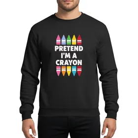 Pretend I'm A Crayon Funny Halloween Group Costume Distressed Rainbow Graphic Sweatshirt