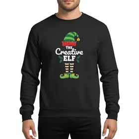 Playful Creative Elf Hat Holly Jingle Bells Christmas Party Matching Design Sweatshirt