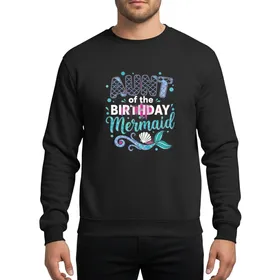 Aunt Of The Birthday Mermaid Party Squad Whimsical Aqua Scale Illustration Sweatshirt