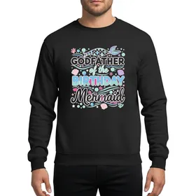 Godfather Birthday Mermaid Family Ocean Party Pink Teal Blue Whimsical Graphic Sweatshirt