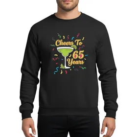 Cheers To 65 Years Hand-Drawn Margarita Confetti Graphic – Funny Golden 65th Birthday Celebration Sweatshirt