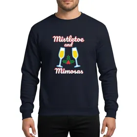 Mistletoe Mimosas Funny Christmas Wine Lover Retro Script Champagne Flutes Holly Graphic Sweatshirt