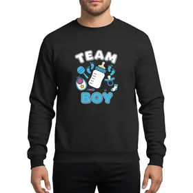 Gender Reveal Party Team Boy Baby Bottle Rattle Pacifier Blue Design Sweatshirt