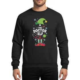 Doctor Elf Whimsical Christmas Design | Family Holiday Fun with Stethoscope & Elf Shoes Sweatshirt