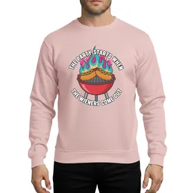 Playful Retro Hot Dog Wiener BBQ Grill Graphic Blue Flames Mustard Sweatshirt