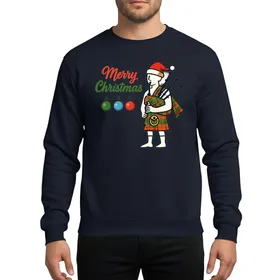 Scottish Bagpiper Tartan Kilt Sparkly Merry Christmas Vector Art Sweatshirt