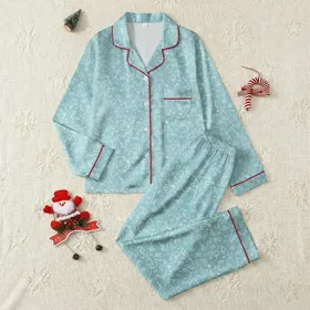 Her Personalized Name Aqua Blue Script & Leaf Pattern Matte Hardcover 5.75"x8" Lined Journal Satin Pajamas Set