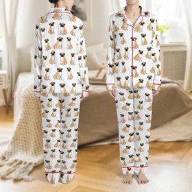 Small Dog Pajama Sewing Pattern PDF: Playful Pug Art Print - Tailored Fit for Wide & Narrow Chests Satin Pajamas Set