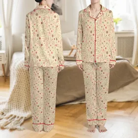 Sewists' Cozy Loungewear Pattern: Needle & Thread, Beige Dusty Rose Sage, Long/Short Sleeve, XXS-5XL PDF Satin Pajamas Set