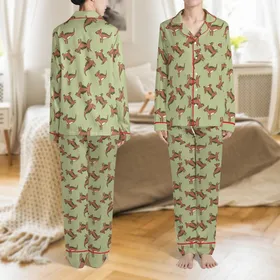 Whippet Dog Fleece Pajamas: Stylized Dinosaur-Dog Pattern - Cozy Pet Sleepwear Satin Pajamas Set