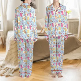 Girls' Groovy Pizza Pajamas: Pink Sleepover Print with Disco Balls - Playful Lounge Set Satin Pajamas Set