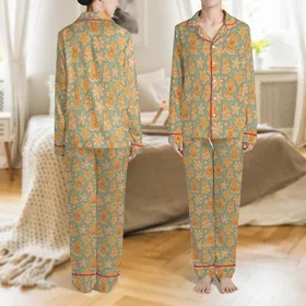 Gingerbread Christmas Pajamas: Sage Green Iced Cookie Pattern - Cozy Holiday Sleep Set Satin Pajamas Set
