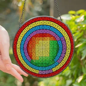 Vibrant Style Seekers' Intricate Tiffany Style Rainbow Floral Stained Glass Mosaic Stained Glass Suncatcher