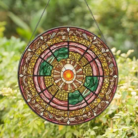 Ramen Lovers' Vibrant Tiffany Glass Ramen Egg Chashu Pork Golden Noodle Veggies Jewel Tone Mosaic Stained Glass Suncatcher
