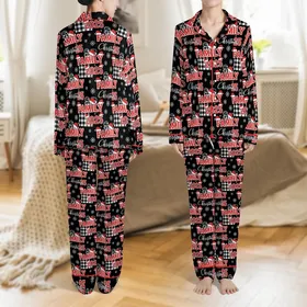Family Celebration: 2025 Christmas Matching Distressed Santa Hat Plaid Craft Kit Satin Pajamas Set