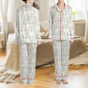 Women's Minimalist 'Love Yourself' Female Profiles Organic Cotton Pajamas Set Satin Pajamas Set