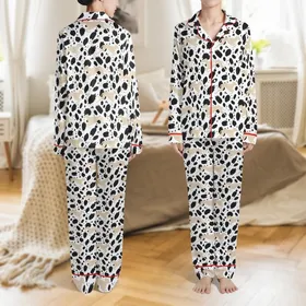 Greyhound Dog Abstract Print Zip-Up Pajamas Digital Sewing Pattern – S/M, Advanced Beginner, Video Tutorial Satin Pajamas Set