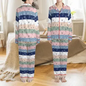 Bridesmaid & Bride Minimalist Botanical Line Art 100% Cotton Short Sleep Set Satin Pajamas Set