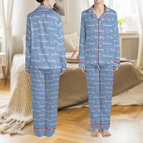 Bridesmaid & Flower Girl Satin Pajamas: Personalized Dusty Periwinkle Script Rose Monogram Set for Special Occasions Satin Pajamas Set