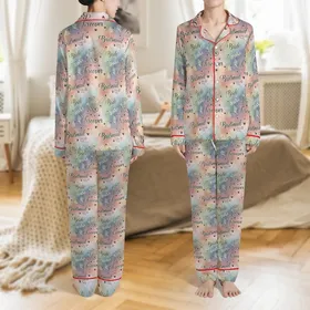 Bridal Party Design: Elegant Script Wedding Words, Watercolor Hues & Delicate Details Satin Pajamas Set
