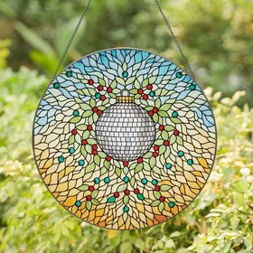 Celebration Enthusiasts' Vibrant Tiffany Stained Glass Disco Ball Jewel Tone Garland Mosaic Stained Glass Suncatcher