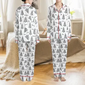 Christian Family Custom Jesus Names Typographic Christmas Tree 2025 Holiday Sleepwear Satin Pajamas Set