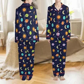 Toddler & Kids' Happy Galaxy Adventure Space Pajama Pattern PDF Satin Pajamas Set