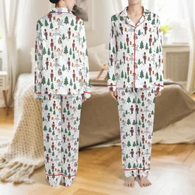 Family Kids Whimsical Nutcracker Ballet Pink Fairy & Mouse King Character Pattern Cozy Loungewear Set Satin Pajamas Set