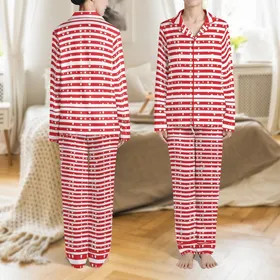 Family Matching Kids & Baby Christmas: Vibrant Red White Stripe Star & Heart Cotton Pajama Set Satin Pajamas Set