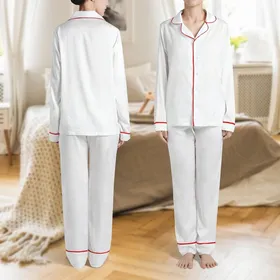 Bride & Bridesmaids Romantic Muslin Pajama Set: Delicate Tone-on-Tone Abstract Pattern Satin Pajamas Set