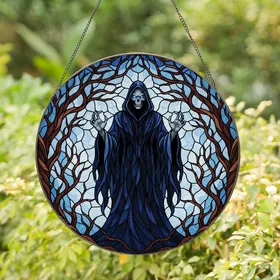 Dark Fantasy Enthusiasts' Stained Glass Ethereal Wraith Gothic Tiffany Art Mosaic Stained Glass Suncatcher