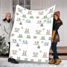 Whimsical Kawaii Animals Peeking Pastel Pattern Quilt Bedding Set