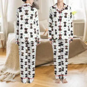 Highland Cattle Fan's Cute Calf Meadow Satin Sleep Set Satin Pajamas Set