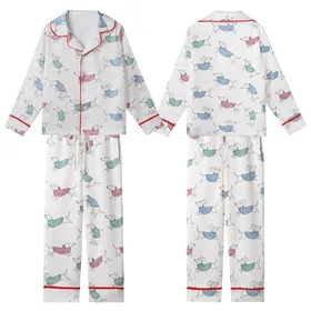Dachshund Lovers' Whimsical Watercolor Dog Pajamas Sleep Set: Playful Teal & Magenta Sweaters Kid Satin Pajamas Set