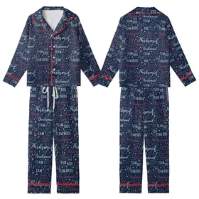 Bridal Party Satin Pajama Set: Cheers Script & Heart Pattern - Monogram Camisole Sleepwear Satin Short-Sleeve Pajamas Set
