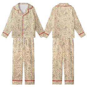 Women's Western Pajama Set: Vintage Galloping Horses & Desert Cactus Art - Poly-Spandex Comfort Kid Satin Pajamas Set