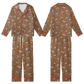 Platypus Lover's Whimsical Cartoon Brown Platypus Pattern All-Over Print Kid Satin Pajamas Set