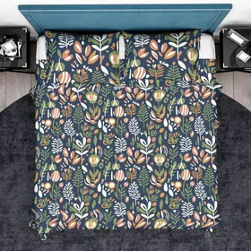 Nature Enthusiast: Whimsical Forest Botanical Pattern - Seamless Repeat Fabric Art Quilt Bedding Set