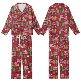 Capybara Christmas Pajamas: Santa Hat Animal & "CAPY HOLIDAYS" Festive Polyester Spandex Sleep Set Kid Satin Pajamas Set