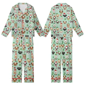 Dog Lover Family Christmas Pajamas: Festive Cartoon Dogs & Holiday Gifts Sleep Set Kid Satin Pajamas Set